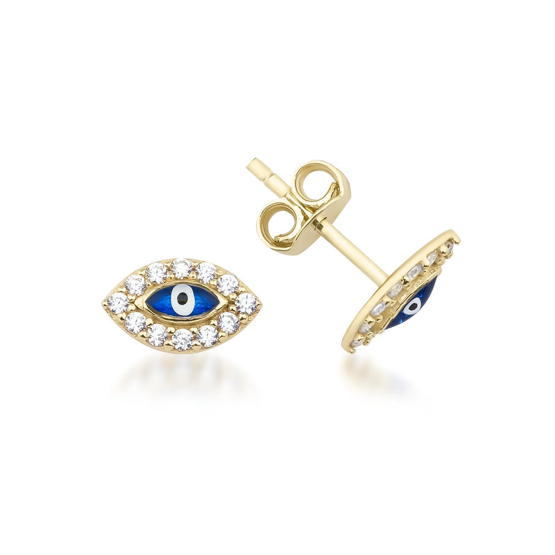 Hamsa Evil Eye, Minimalist Stud Earrings, Gold Vermeil Studs – AMYO Jewelry